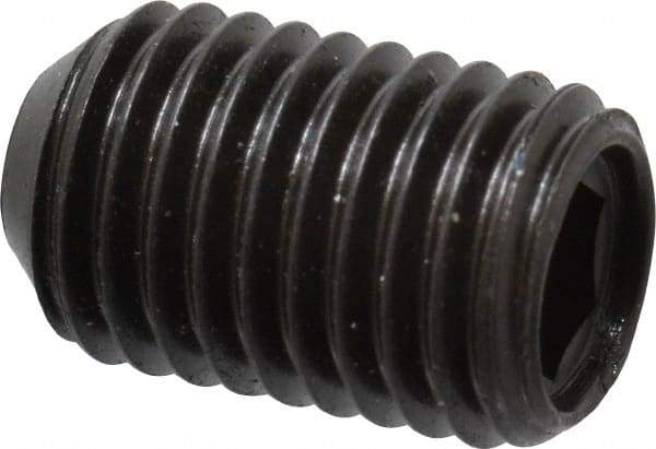 Made in USA - 5/16-24 UNF, 1/2" Length Under Head, Cup Point Set Screw - Grade 8 Alloy Steel, 5/32" Key - Apex Tool & Supply