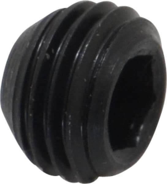 Made in USA - 3/8-24 UNF, 1/4" Length Under Head, Cup Point Set Screw - Grade 8 Alloy Steel, 3/16" Key - Apex Tool & Supply