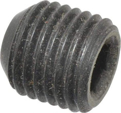 Made in USA - 3/8-24 UNF, 3/8" Length Under Head, Cup Point Set Screw - Grade 8 Alloy Steel, 3/16" Key - Apex Tool & Supply