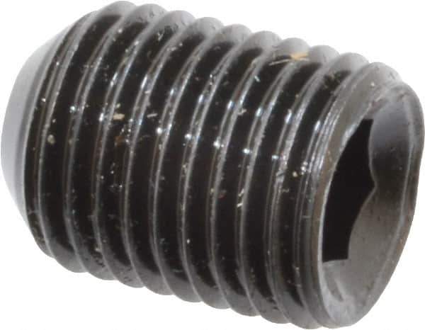 Made in USA - 3/8-24 UNF, 1/2" Length Under Head, Cup Point Set Screw - Grade 8 Alloy Steel, 3/16" Key - Apex Tool & Supply