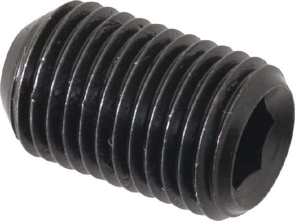 Made in USA - 3/8-24 UNF, 5/8" Length Under Head, Cup Point Set Screw - Grade 8 Alloy Steel, 3/16" Key - Apex Tool & Supply