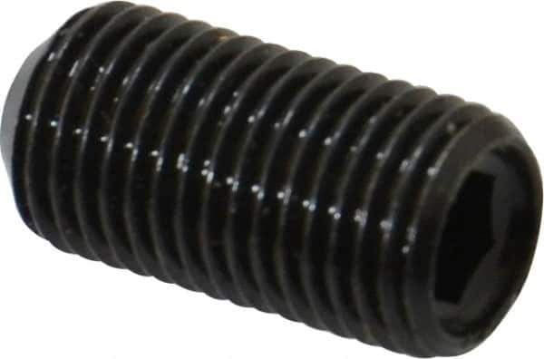 Made in USA - 3/8-24 UNF, 3/4" Length Under Head, Cup Point Set Screw - Grade 8 Alloy Steel, 3/16" Key - Apex Tool & Supply