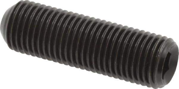 Made in USA - 3/8-24 UNF, 1-1/4" Length Under Head, Cup Point Set Screw - Grade 8 Alloy Steel, 3/16" Key - Apex Tool & Supply