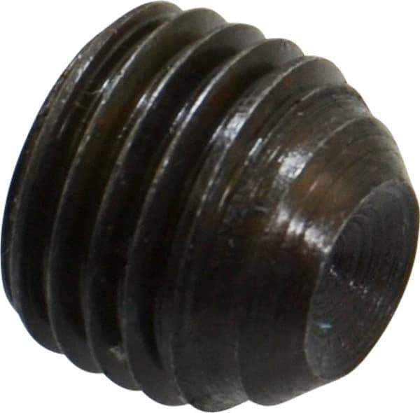 Made in USA - 7/16-20 UNF, 3/8" Length Under Head, Cup Point Set Screw - Grade 8 Alloy Steel, 7/32" Key - Apex Tool & Supply