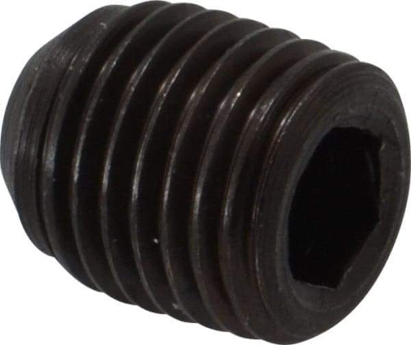 Made in USA - 7/16-20 UNF, 1/2" Length Under Head, Cup Point Set Screw - Grade 8 Alloy Steel, 7/32" Key - Apex Tool & Supply