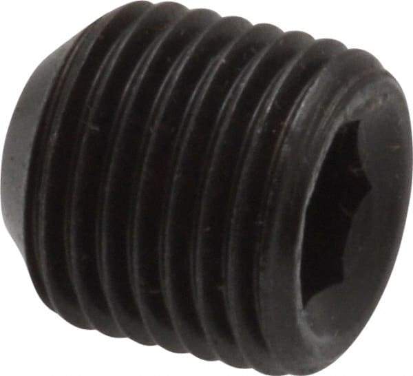Made in USA - 1/2-20 UNF, 1/2" Length Under Head, Cup Point Set Screw - Grade 8 Alloy Steel, 1/4" Key - Apex Tool & Supply