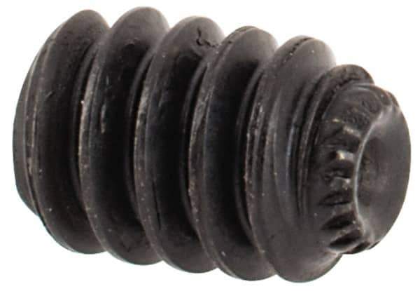 Made in USA - #6-32 UNC, 3/16" Length Under Head, Knurled Cup Point Set Screw - Grade 8 Alloy Steel, 1/16" Key - Apex Tool & Supply