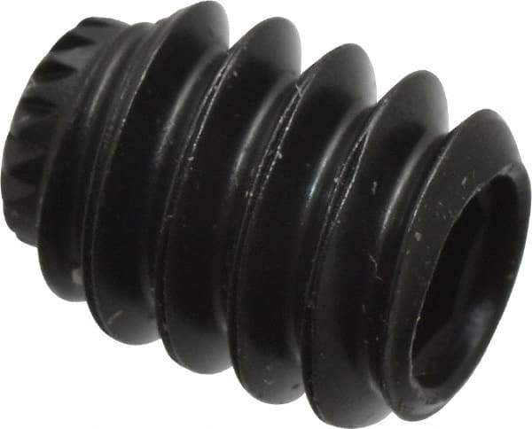 Made in USA - #10-24 UNC, 1/4" Length Under Head, Knurled Cup Point Set Screw - Grade 8 Alloy Steel, 3/32" Key - Apex Tool & Supply