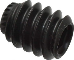 Made in USA - #10-24 UNC, 1/4" Length Under Head, Knurled Cup Point Set Screw - Grade 8 Alloy Steel, 3/32" Key - Apex Tool & Supply