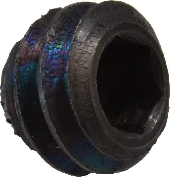 Made in USA - 1/4-20 UNC, 3/16" Length Under Head, Knurled Cup Point Set Screw - Grade 8 Alloy Steel, 1/8" Key - Apex Tool & Supply