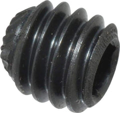 Made in USA - 5/16-18 UNC, 5/16" Length Under Head, Knurled Cup Point Set Screw - Grade 8 Alloy Steel, 5/32" Key - Apex Tool & Supply