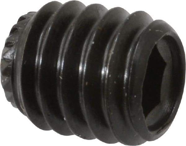 Made in USA - 5/16-18 UNC, 3/8" Length Under Head, Knurled Cup Point Set Screw - Grade 8 Alloy Steel, 5/32" Key - Apex Tool & Supply