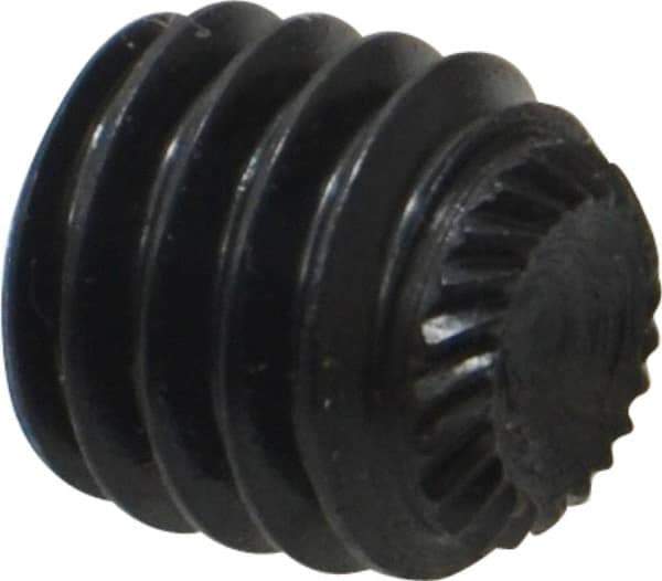 Made in USA - 3/8-18 UNC, 3/8" Length Under Head, Knurled Cup Point Set Screw - Grade 8 Alloy Steel, 3/16" Key - Apex Tool & Supply