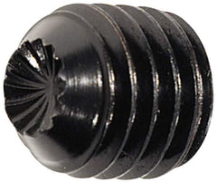 Unbrako - 1/2-13 UNC, 1-1/4" OAL, Knurled Cup Point Set Screw - Grade 8 Alloy Steel, 1/4" Key - Apex Tool & Supply