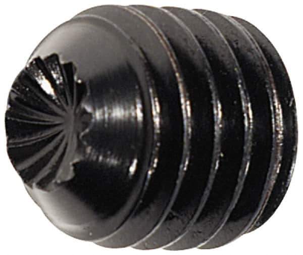 Value Collection - 3/8-24 UNF, 1-1/4" OAL, Knurled Cup Point Set Screw - Grade 8 Alloy Steel, 3/16" Key - Apex Tool & Supply