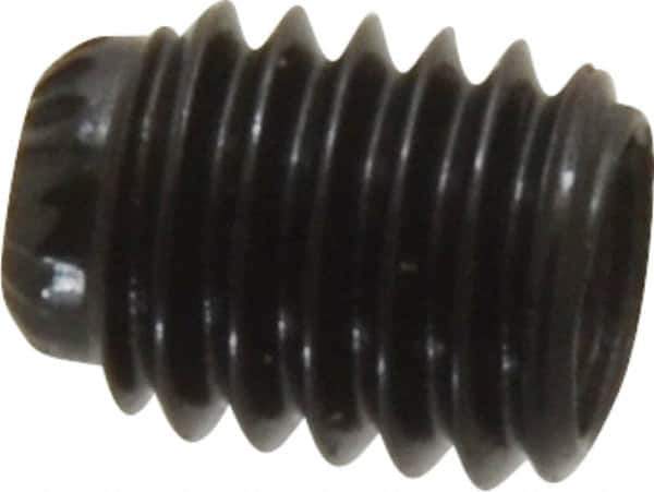 Made in USA - #10-32 UNF, 1/4" Length Under Head, Knurled Cup Point Set Screw - Grade 8 Alloy Steel, 3/32" Key - Apex Tool & Supply