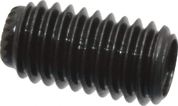 Made in USA - #10-32 UNF, 3/8" Length Under Head, Knurled Cup Point Set Screw - Grade 8 Alloy Steel, 3/32" Key - Apex Tool & Supply