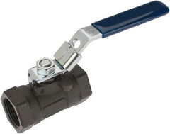 NIBCO - 1" Pipe, Reduced Port, Carbon Steel Standard Ball Valve - 1 Piece, Inline - One Way Flow, FNPT x FNPT Ends, Locking Lever Handle, 2,000 WOG - Apex Tool & Supply