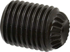 Made in USA - 3/8-24 UNF, 1/2" Length Under Head, Knurled Cup Point Set Screw - Grade 8 Alloy Steel, 3/16" Key - Apex Tool & Supply