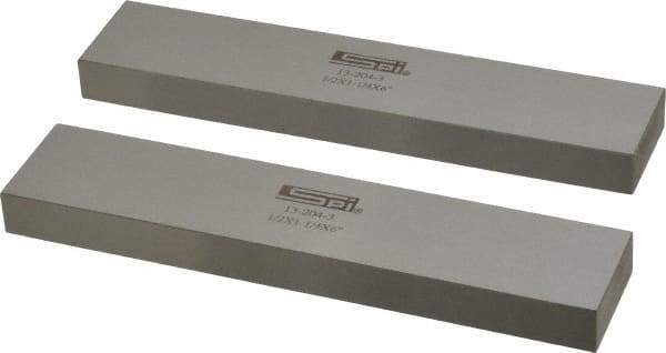 SPI - 6" Long x 1-1/4" High x 1/2" Thick, Steel Parallel - 0.0003" & 0.002" Parallelism, Sold as Matched Pair - Apex Tool & Supply