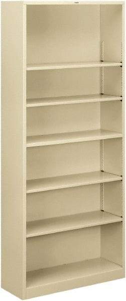 Hon - 6 Shelf, 81-1/8" High x 34-1/2" Wide Bookcase - 12-5/8" Deep, Steel, Putty - Apex Tool & Supply