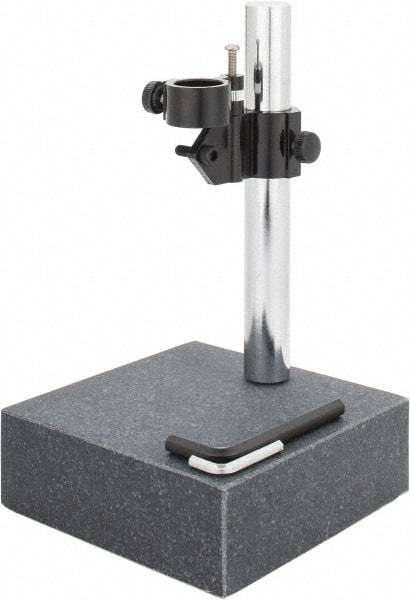 SPI - Granite, Rectangular Base, Comparator Gage Stand - 8" High, 6" Base Length x 6" Base Width x 2" Base Height, Includes Holder - Apex Tool & Supply