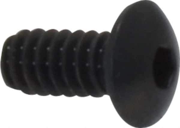 Made in USA - #4-40 UNC Hex Socket Drive, Button Screw - Alloy Steel, Black Oxide Finish, Fully Threaded, 1/4" Length Under Head - Apex Tool & Supply