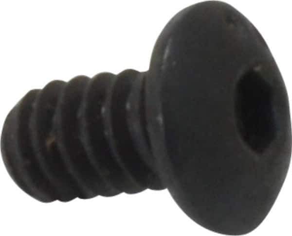 Made in USA - #6-32 UNC Hex Socket Drive, Button Screw - Alloy Steel, Black Oxide Finish, Fully Threaded, 1/4" Length Under Head - Apex Tool & Supply