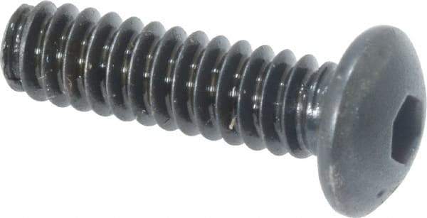 Made in USA - #6-32 UNC Hex Socket Drive, Button Screw - Alloy Steel, Black Oxide Finish, Fully Threaded, 1/2" Length Under Head - Apex Tool & Supply