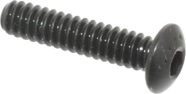 Made in USA - #6-32 UNC Hex Socket Drive, Button Screw - Alloy Steel, Black Oxide Finish, Fully Threaded, 5/8" Length Under Head - Apex Tool & Supply