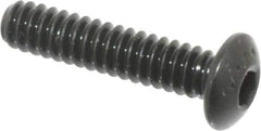 Made in USA - #6-32 UNC Hex Socket Drive, Button Screw - Alloy Steel, Black Oxide Finish, Fully Threaded, 5/8" Length Under Head - Apex Tool & Supply