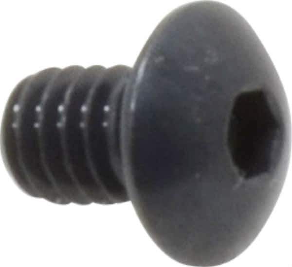 Made in USA - #8-32 UNC Hex Socket Drive, Button Screw - Alloy Steel, Black Oxide Finish, Fully Threaded, 1/4" Length Under Head - Apex Tool & Supply
