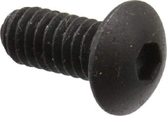 Made in USA - #8-32 UNC Hex Socket Drive, Button Screw - Alloy Steel, Black Oxide Finish, Fully Threaded, 3/8" Length Under Head - Apex Tool & Supply