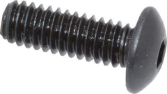 Made in USA - #8-32 UNC Hex Socket Drive, Button Screw - Alloy Steel, Black Oxide Finish, Fully Threaded, 1/2" Length Under Head - Apex Tool & Supply