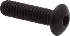 Made in USA - #8-32 UNC Hex Socket Drive, Button Screw - Alloy Steel, Black Oxide Finish, Fully Threaded, 5/8" Length Under Head - Apex Tool & Supply
