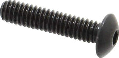 Made in USA - #8-32 UNC Hex Socket Drive, Button Screw - Alloy Steel, Black Oxide Finish, Fully Threaded, 3/4" Length Under Head - Apex Tool & Supply