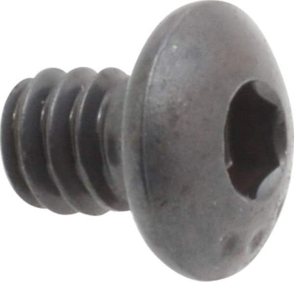 Made in USA - #10-24 UNC Hex Socket Drive, Button Screw - Alloy Steel, Black Oxide Finish, Fully Threaded, 1/4" Length Under Head - Apex Tool & Supply