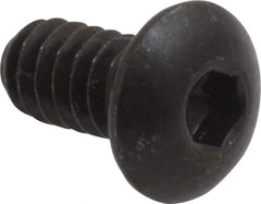 Made in USA - #10-24 UNC Hex Socket Drive, Button Screw - Alloy Steel, Black Oxide Finish, Fully Threaded, 3/8" Length Under Head - Apex Tool & Supply