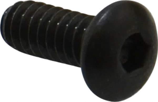 Made in USA - #10-24 UNC Hex Socket Drive, Button Screw - Alloy Steel, Black Oxide Finish, Fully Threaded, 1/2" Length Under Head - Apex Tool & Supply