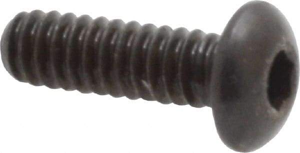 Made in USA - #10-24 UNC Hex Socket Drive, Button Screw - Alloy Steel, Black Oxide Finish, Fully Threaded, 5/8" Length Under Head - Apex Tool & Supply