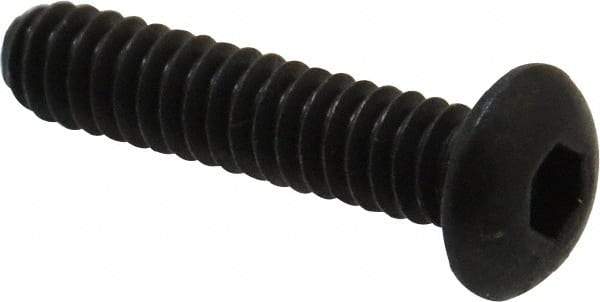 Made in USA - #10-24 UNC Hex Socket Drive, Button Screw - Alloy Steel, Black Oxide Finish, Fully Threaded, 7/8" Length Under Head - Apex Tool & Supply