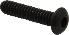 Made in USA - #10-24 UNC Hex Socket Drive, Button Screw - Alloy Steel, Black Oxide Finish, Fully Threaded, 7/8" Length Under Head - Apex Tool & Supply