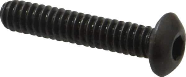 Made in USA - #10-24 UNC Hex Socket Drive, Button Screw - Alloy Steel, Black Oxide Finish, Fully Threaded, 1" Length Under Head - Apex Tool & Supply