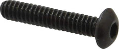 Made in USA - #10-24 UNC Hex Socket Drive, Button Screw - Alloy Steel, Black Oxide Finish, Fully Threaded, 1" Length Under Head - Apex Tool & Supply