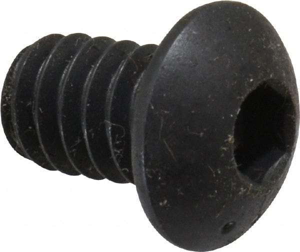 Made in USA - 1/4-20 UNC Hex Socket Drive, Button Screw - Alloy Steel, Black Oxide Finish, Fully Threaded, 3/8" Length Under Head - Apex Tool & Supply