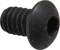 Made in USA - 1/4-20 UNC Hex Socket Drive, Button Screw - Alloy Steel, Black Oxide Finish, Fully Threaded, 3/8" Length Under Head - Apex Tool & Supply