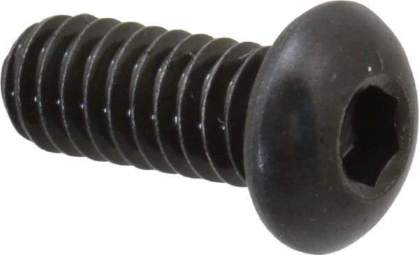 Made in USA - 1/4-20 UNC Hex Socket Drive, Button Screw - Alloy Steel, Black Oxide Finish, Fully Threaded, 5/8" Length Under Head - Apex Tool & Supply