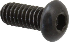Made in USA - 1/4-20 UNC Hex Socket Drive, Button Screw - Alloy Steel, Black Oxide Finish, Fully Threaded, 5/8" Length Under Head - Apex Tool & Supply