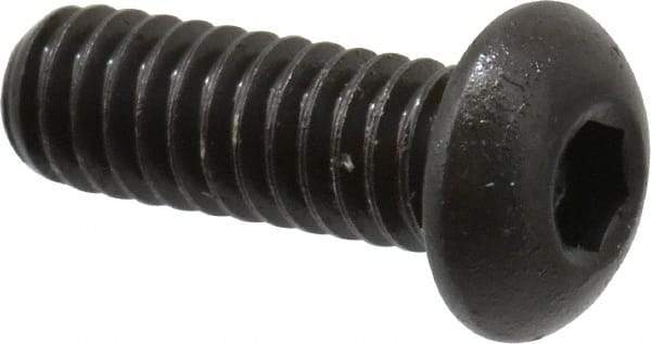 Made in USA - 1/4-20 UNC Hex Socket Drive, Button Screw - Alloy Steel, Black Oxide Finish, Fully Threaded, 3/4" Length Under Head - Apex Tool & Supply