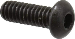 Made in USA - 1/4-20 UNC Hex Socket Drive, Button Screw - Alloy Steel, Black Oxide Finish, Fully Threaded, 3/4" Length Under Head - Apex Tool & Supply